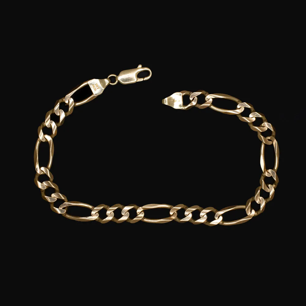 SOLID 10K YELLOW GOLD FIGARO CHAIN BRACELET ESTATE MENS LADIES CLASSIC SIMPLE