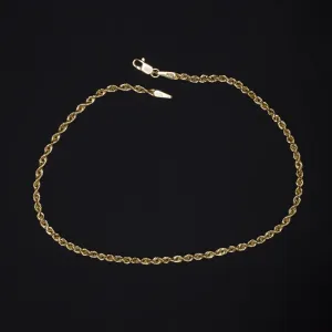 SOLID 14K YELLOW GOLD TWIST ROPE CHAIN BRACELET MENS LADIES CLASSIC SIMPLE LINK