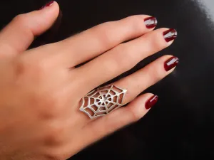 Spin your web silver plated ring