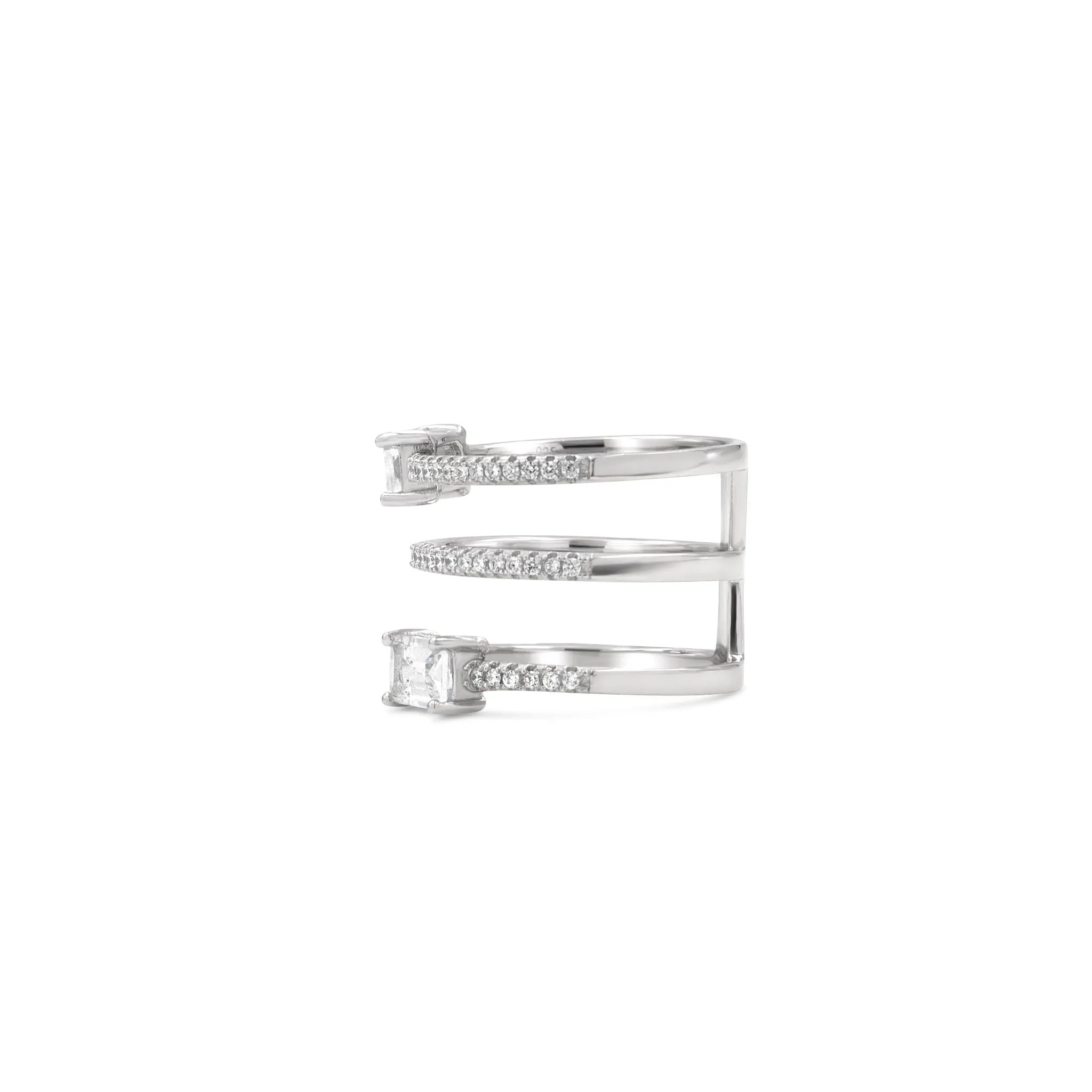 Sterling Silver - Baguette Layered Ring