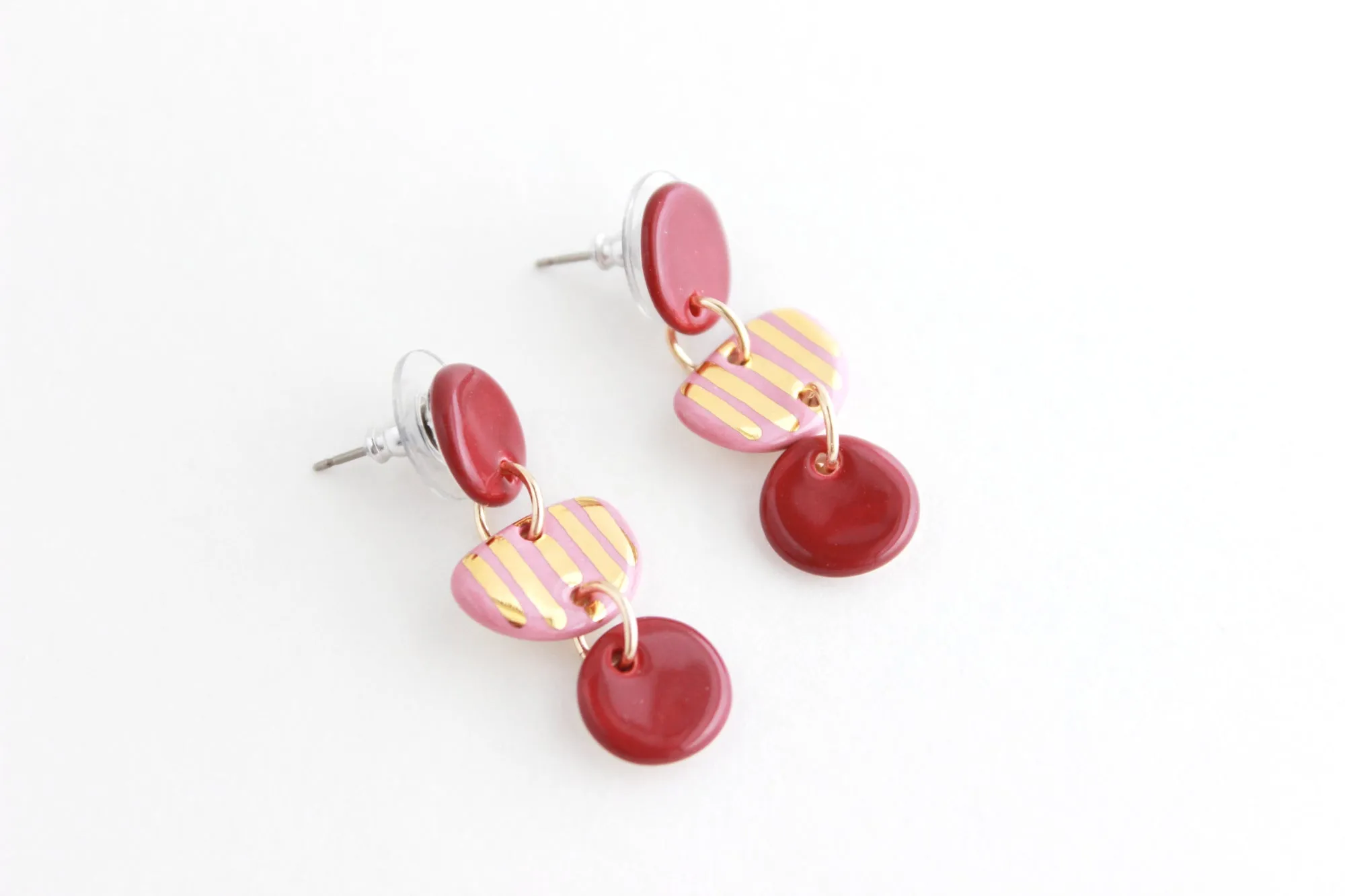 Striped Half Circle Small Statement Earrings