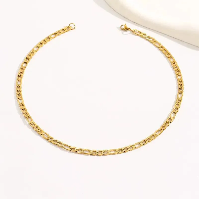 Stylish Cuban Link Chain Stainless Steel Gold Plated Necklace