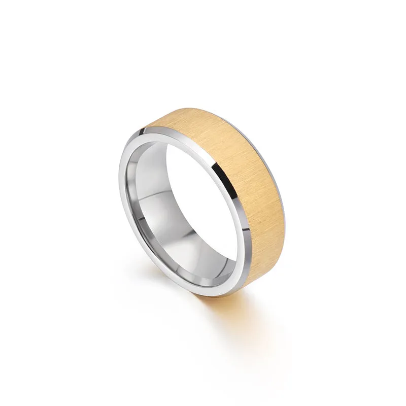 Stylish Stainless Steel Men's Rings - Creative Domineering Titanium Gold Sand Bands