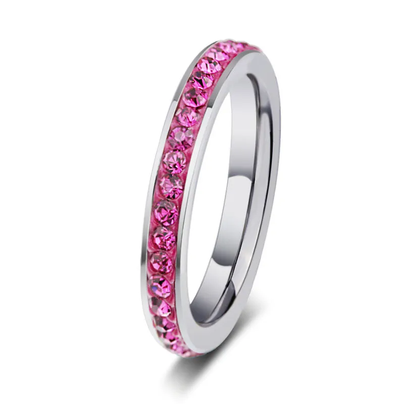 Stylish Stainless Steel Zircon Ring Set - Wholesale Couple Rings