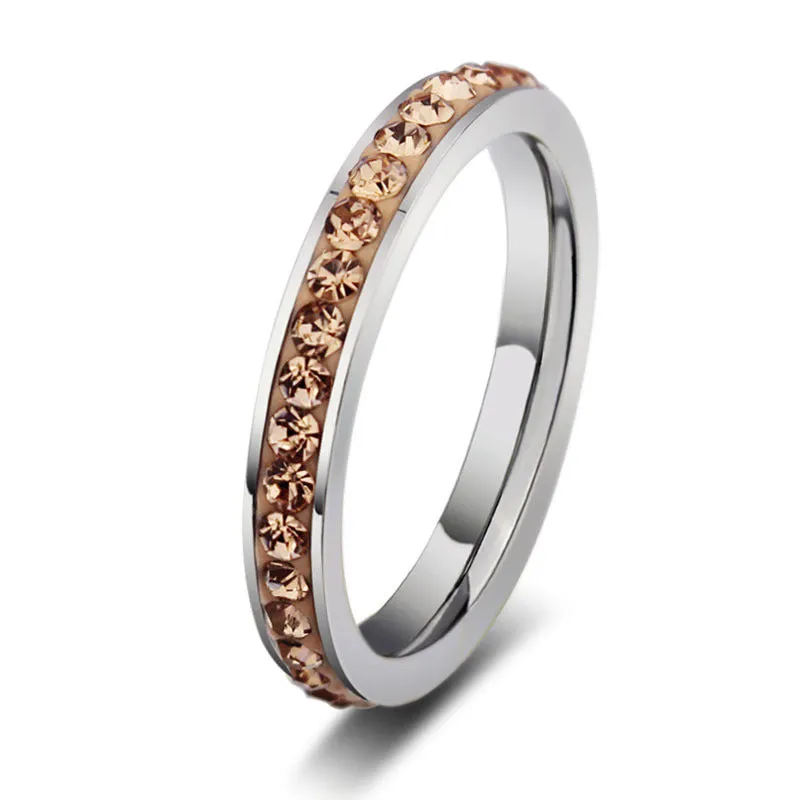 Stylish Stainless Steel Zircon Ring Set - Wholesale Couple Rings