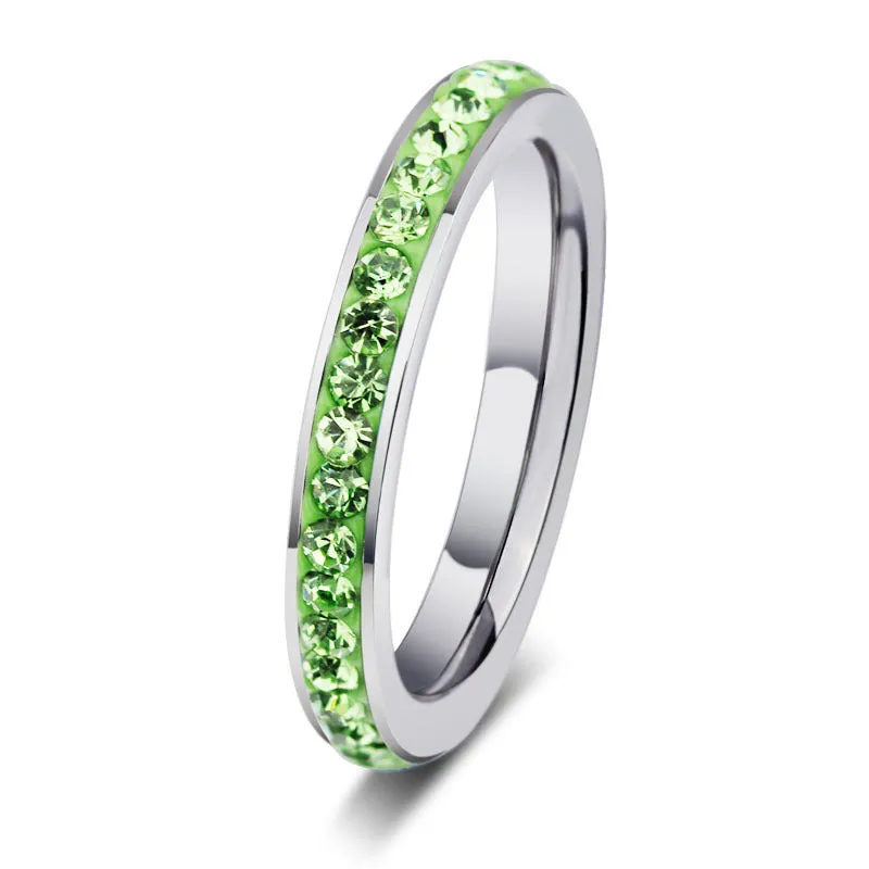 Stylish Stainless Steel Zircon Ring Set - Wholesale Couple Rings