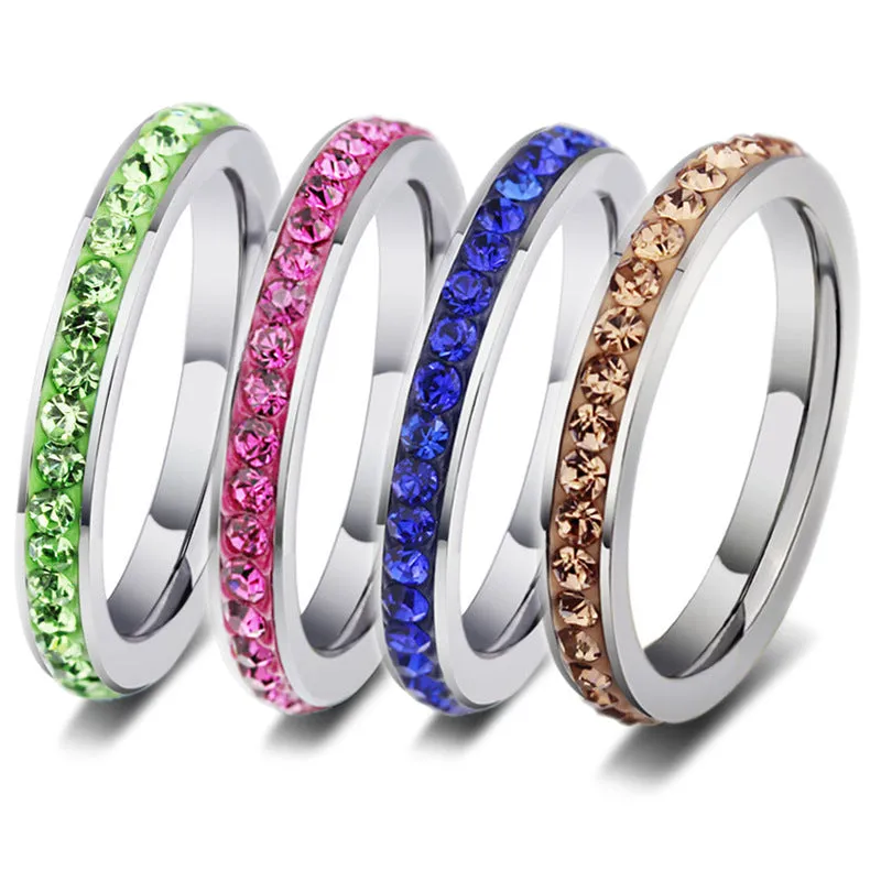 Stylish Stainless Steel Zircon Ring Set - Wholesale Couple Rings