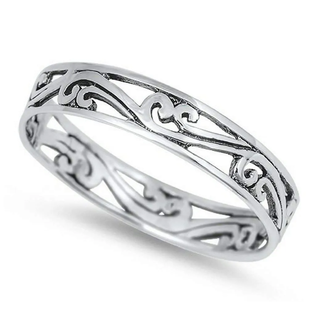 Swirl Cut Out Sterling Silver Ring