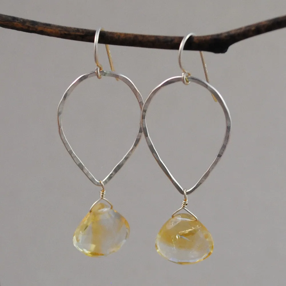 teardrop and stone earrings - gold-filled