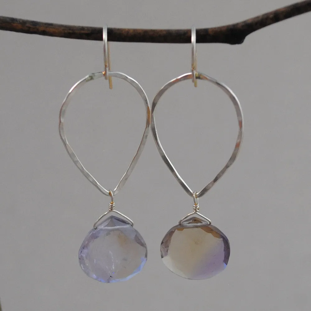 teardrop and stone earrings - gold-filled