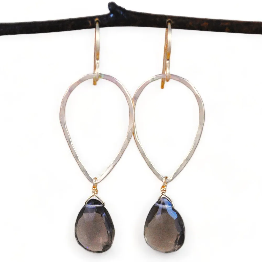 teardrop and stone earrings - gold-filled