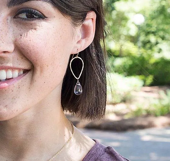 teardrop and stone earrings - gold-filled