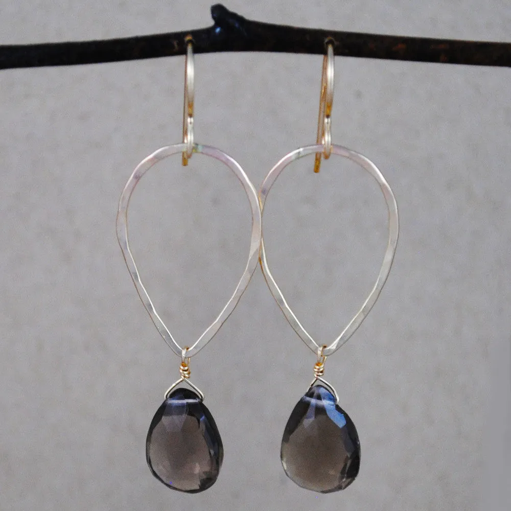 teardrop and stone earrings - gold-filled