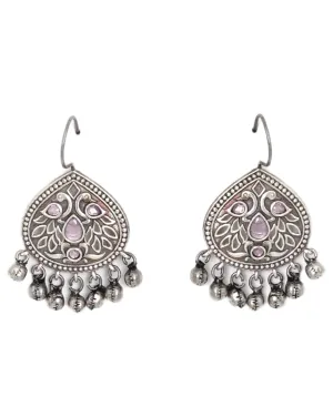 Teejh Vanya Silver Oxidised Pink Earrings For Women