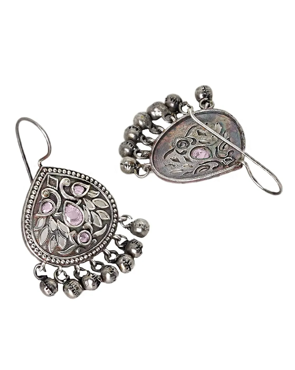 Teejh Vanya Silver Oxidised Pink Earrings For Women