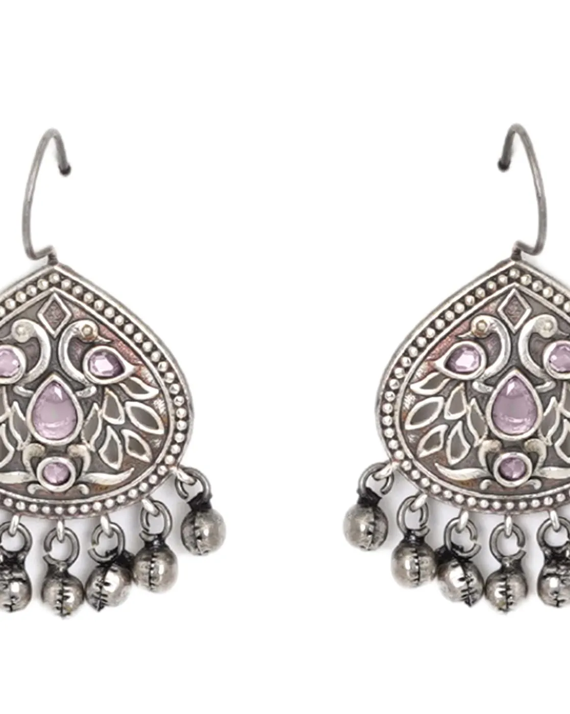 Teejh Vanya Silver Oxidised Pink Earrings For Women