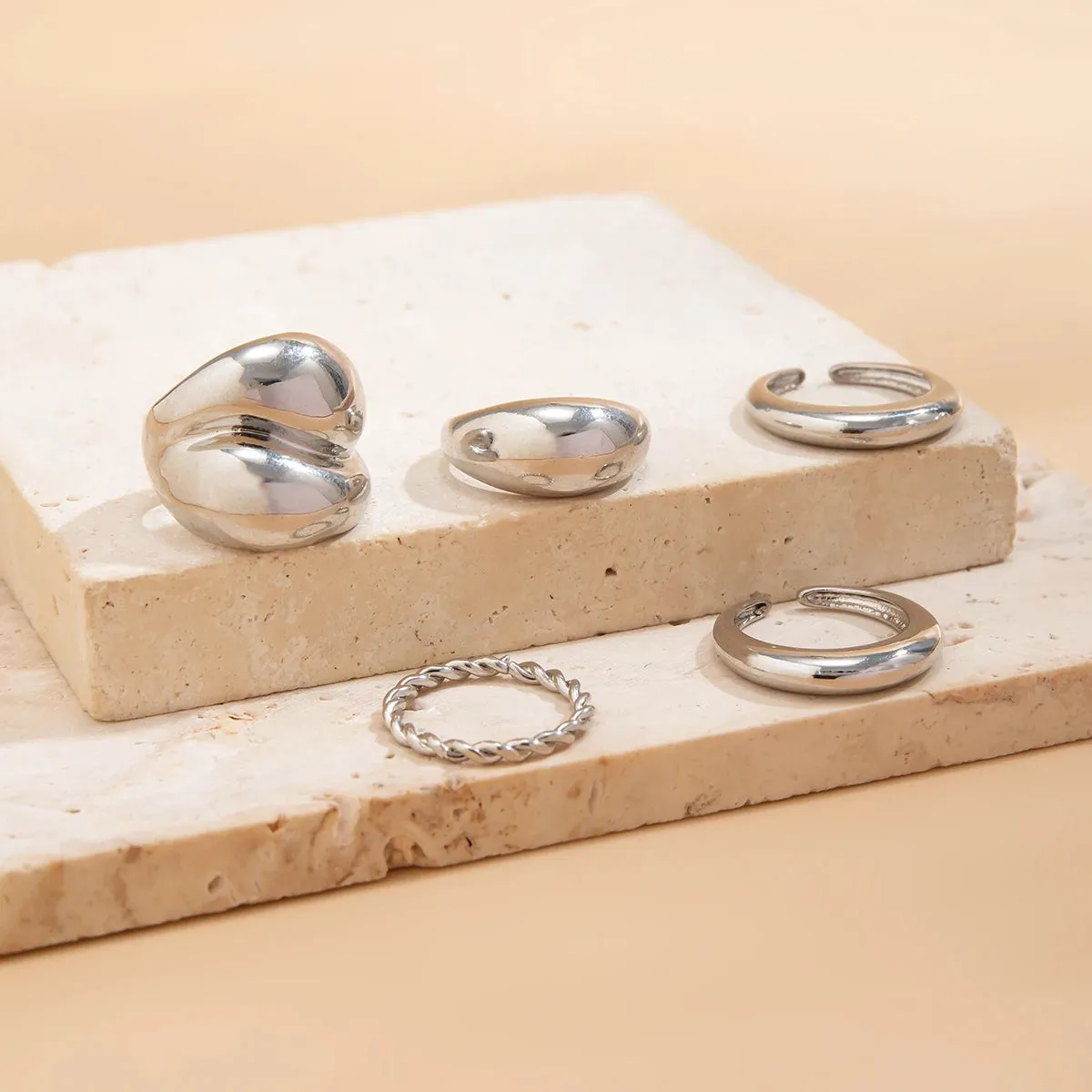 TEEK - 5 Piece Chunky Open Cuff Rings