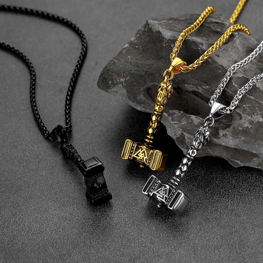 Thor's Hammer Necklace Viking Mjolnir Charm For Men