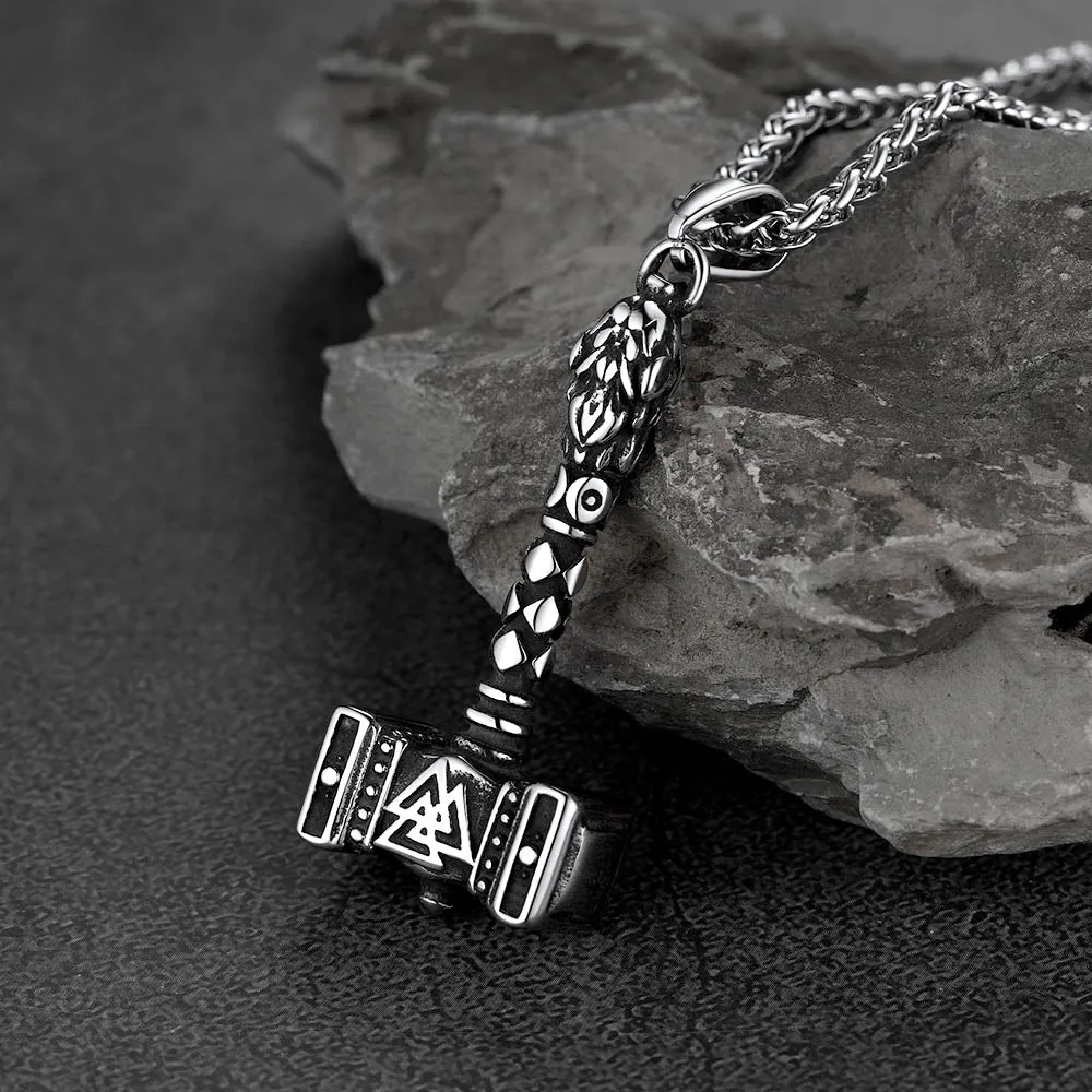 Thor's Hammer Necklace Viking Mjolnir Charm For Men