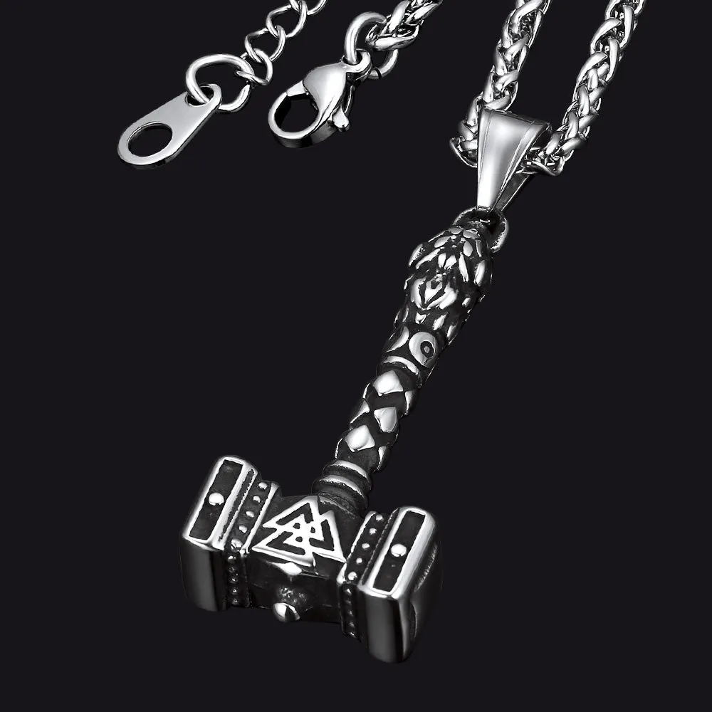 Thor's Hammer Necklace Viking Mjolnir Charm For Men