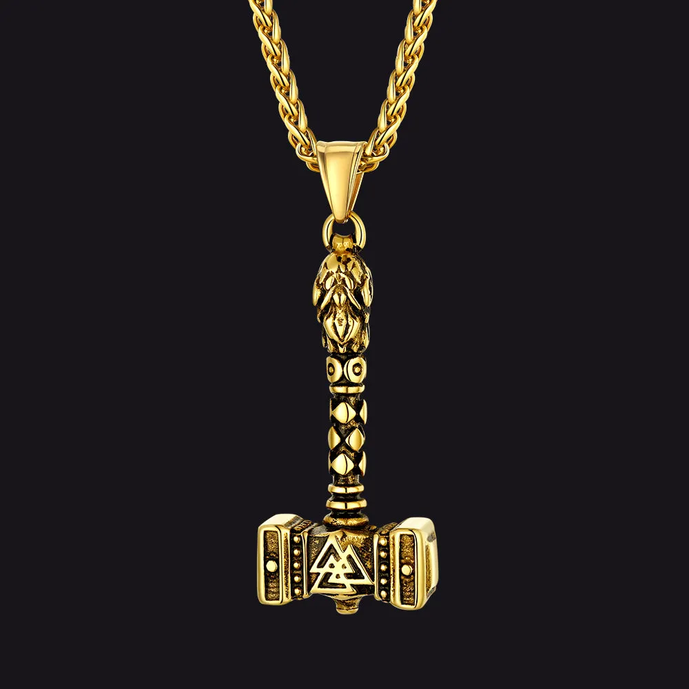 Thor's Hammer Necklace Viking Mjolnir Charm For Men