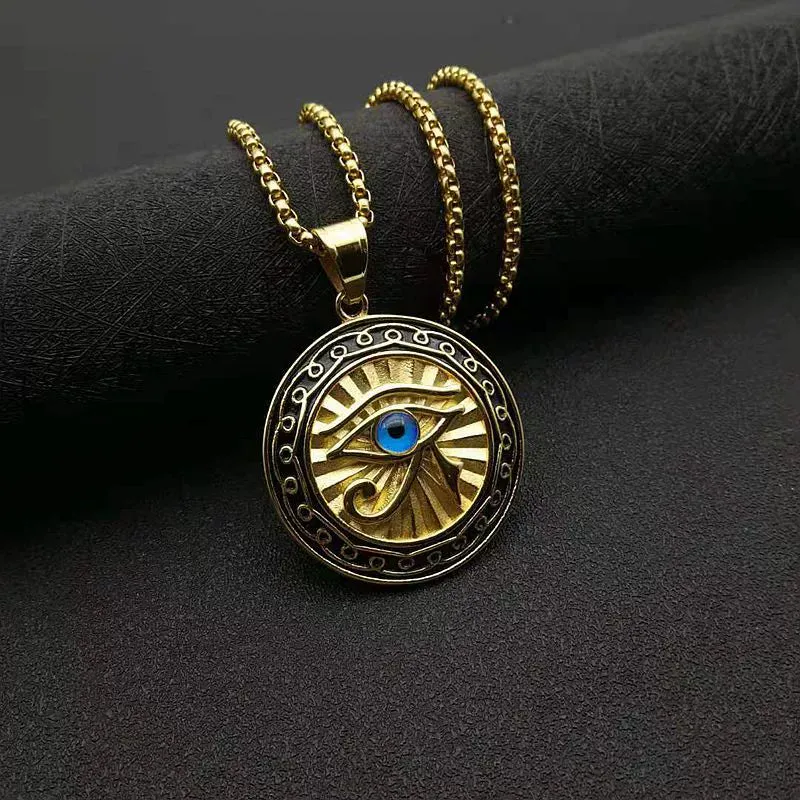 Titanium Steel, Inspired Elegant Eye of Horus Necklace by Ancient Egypt