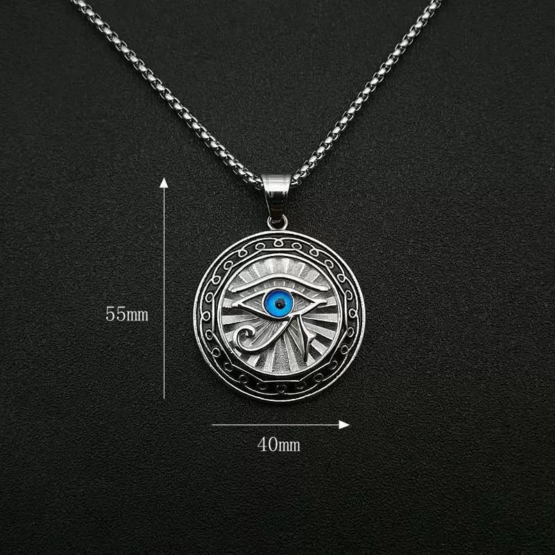 Titanium Steel, Inspired Elegant Eye of Horus Necklace by Ancient Egypt