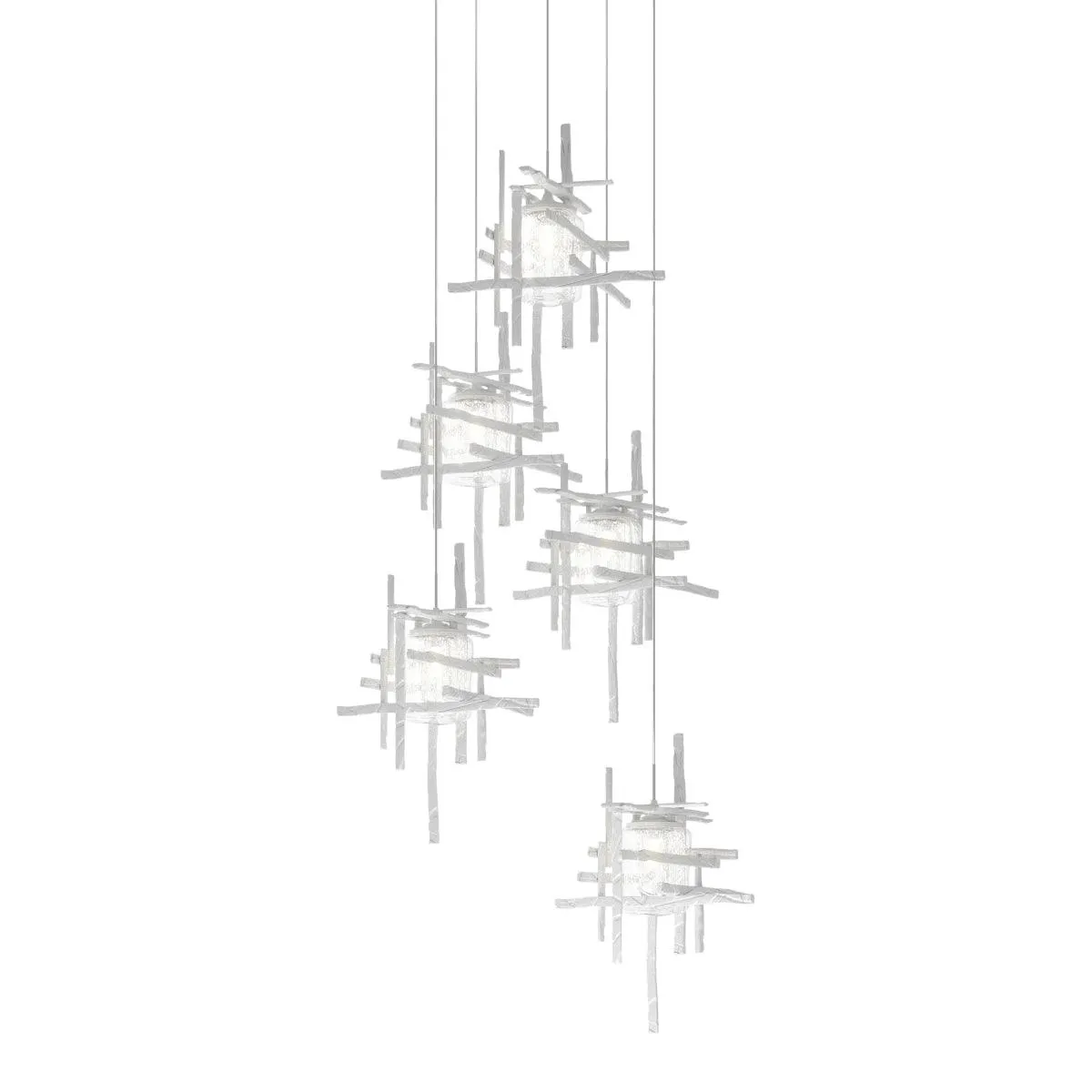 Tura 5 lights Pendant Light with Long Height Seeded Glass