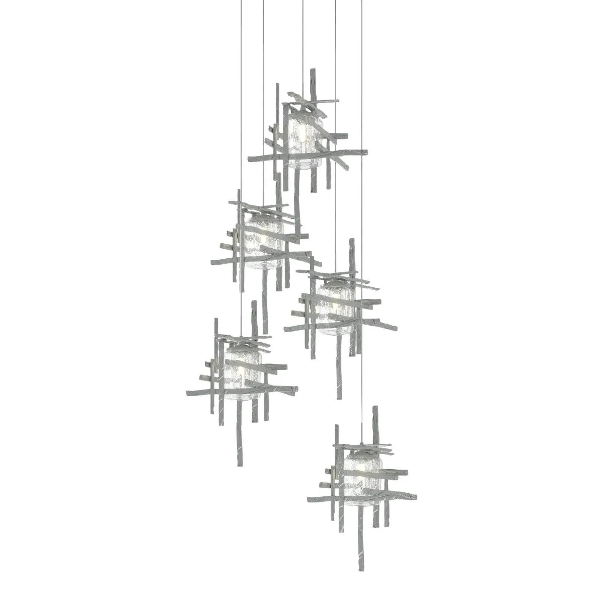 Tura 5 lights Pendant Light with Long Height Seeded Glass