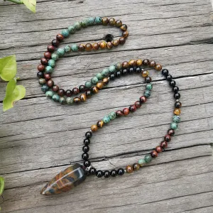 Turquoise & Tigers Eye Mala Bracelet/Necklace/Set