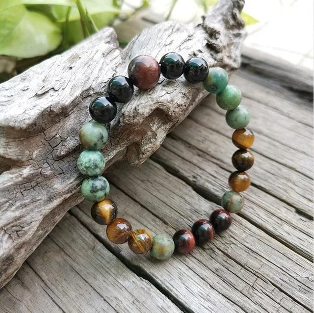 Turquoise & Tigers Eye Mala Bracelet/Necklace/Set