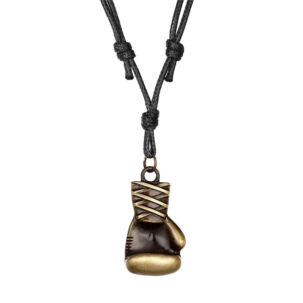 Unisex Leather Boxing Gloves Pendant Necklaces