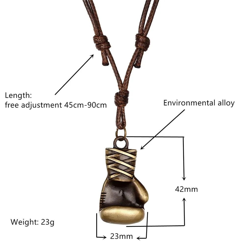 Unisex Leather Boxing Gloves Pendant Necklaces