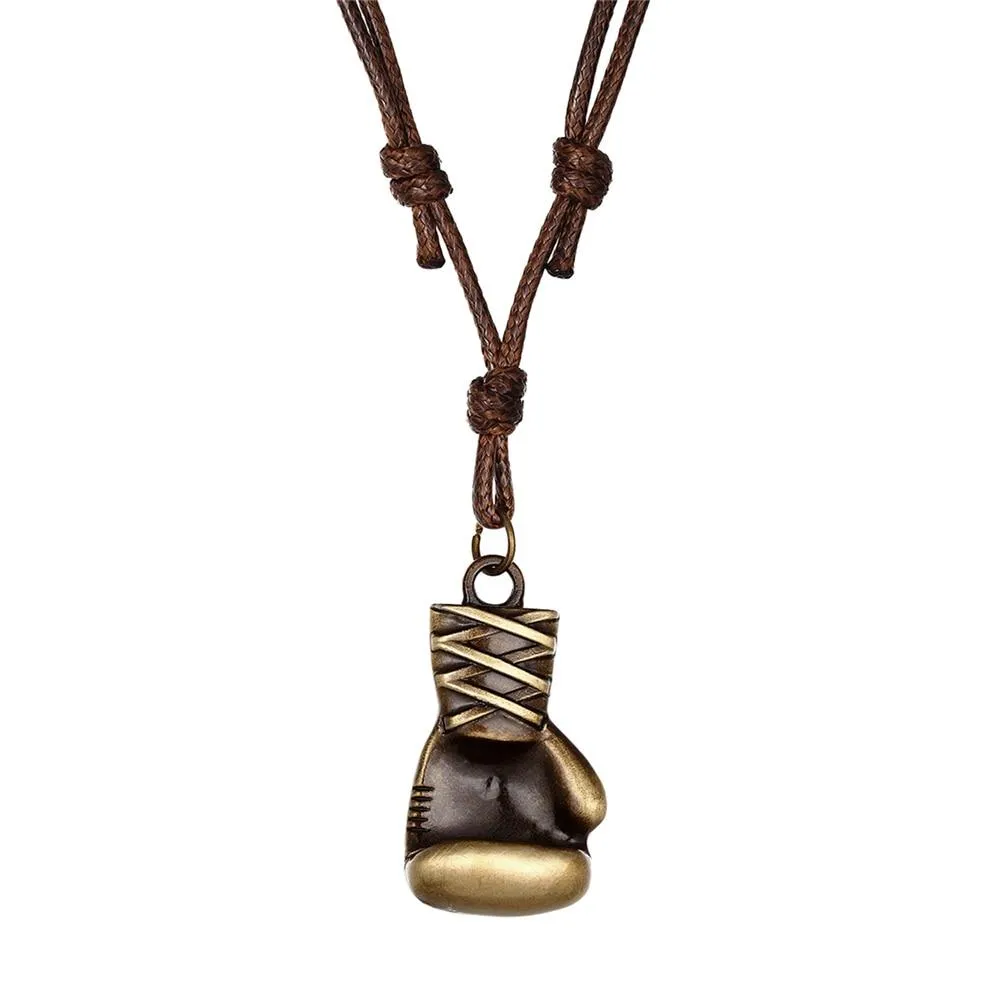 Unisex Leather Boxing Gloves Pendant Necklaces