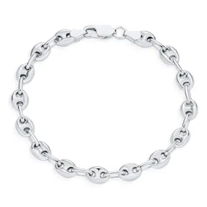 Unisex Sterling Silver Nautical Anchor Chain Link Bracelet 6MM 7-8 Inch