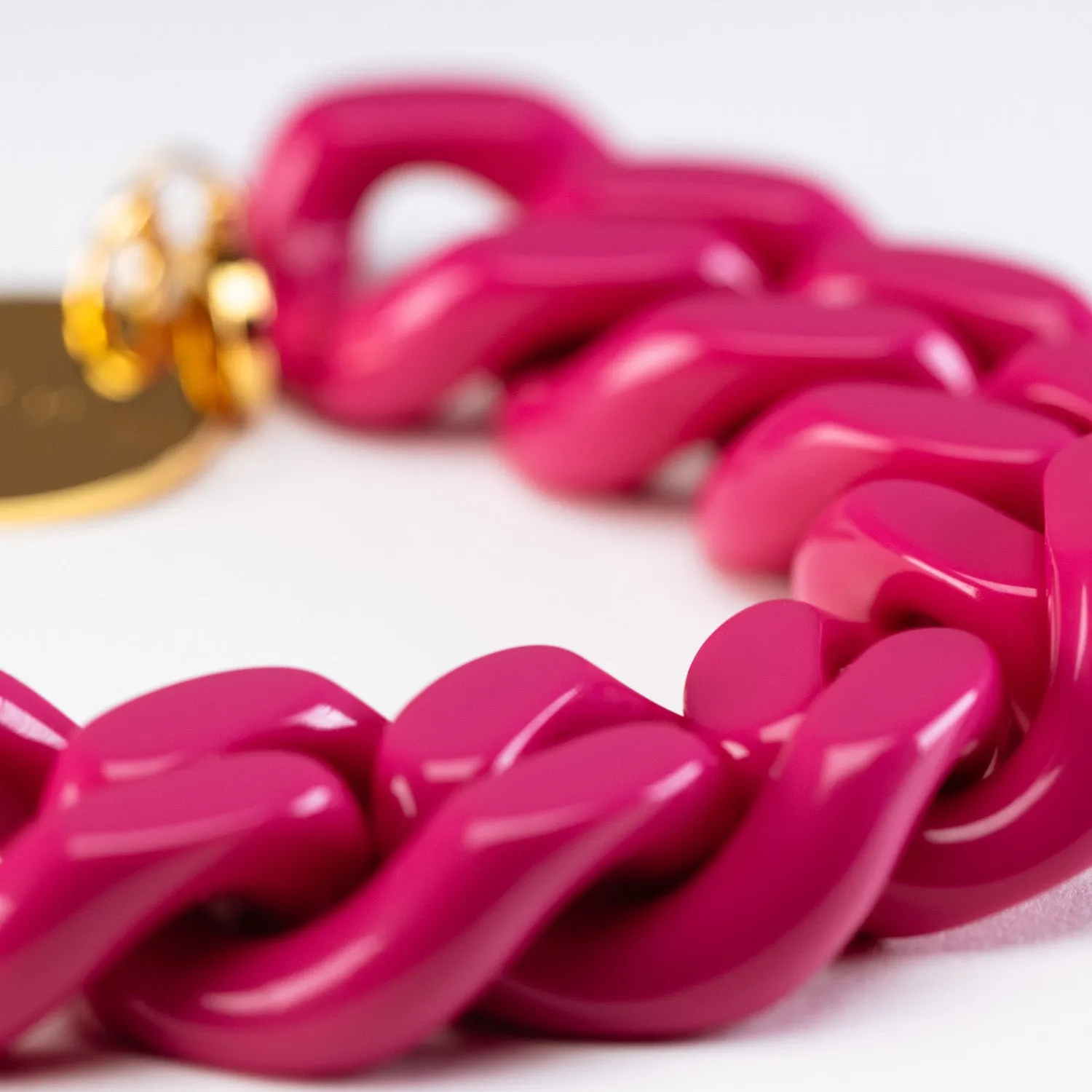 Vanessa Baroni Flat Chain Fuchsia Bracelet