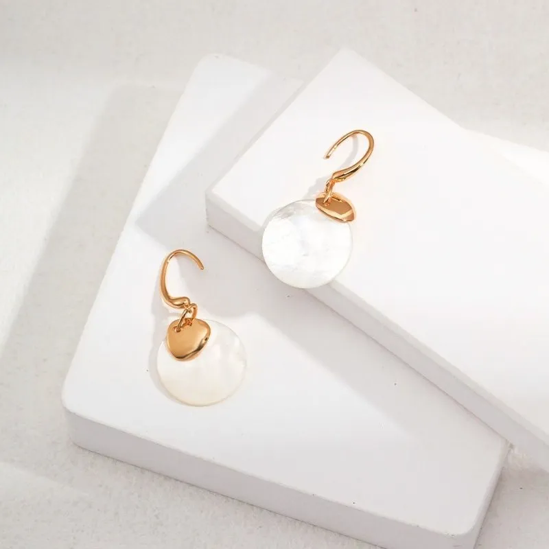 White Mother of Pearl Shell Drop Earrings