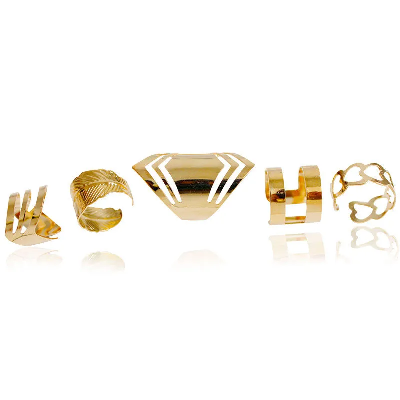 Women Gold Plated Ring Set - Very Fashionable Jewelry (5pc Set)