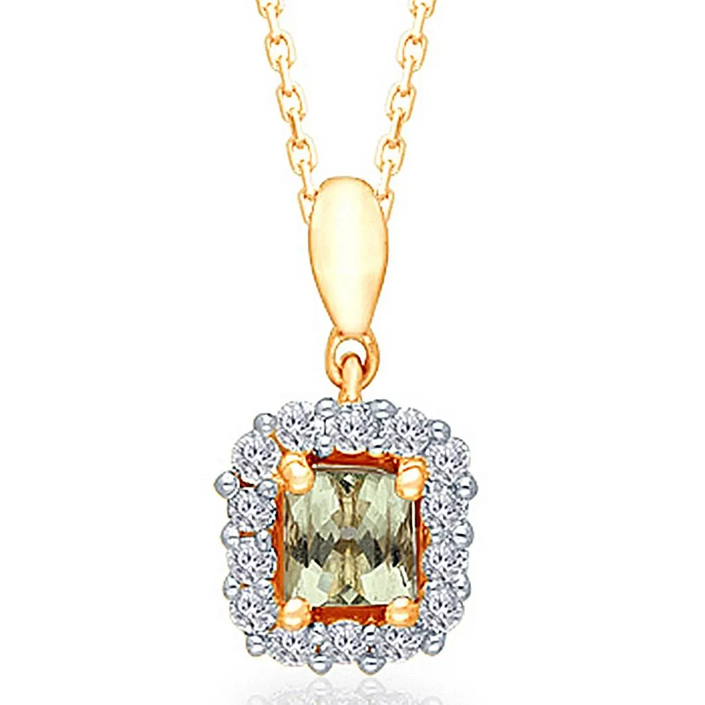 Yellow Gold Csarite® & Diamond Heirloom Pendant