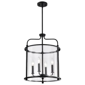 Yorktown 16 in. 4 lights Pendant Light Matte Black Finish